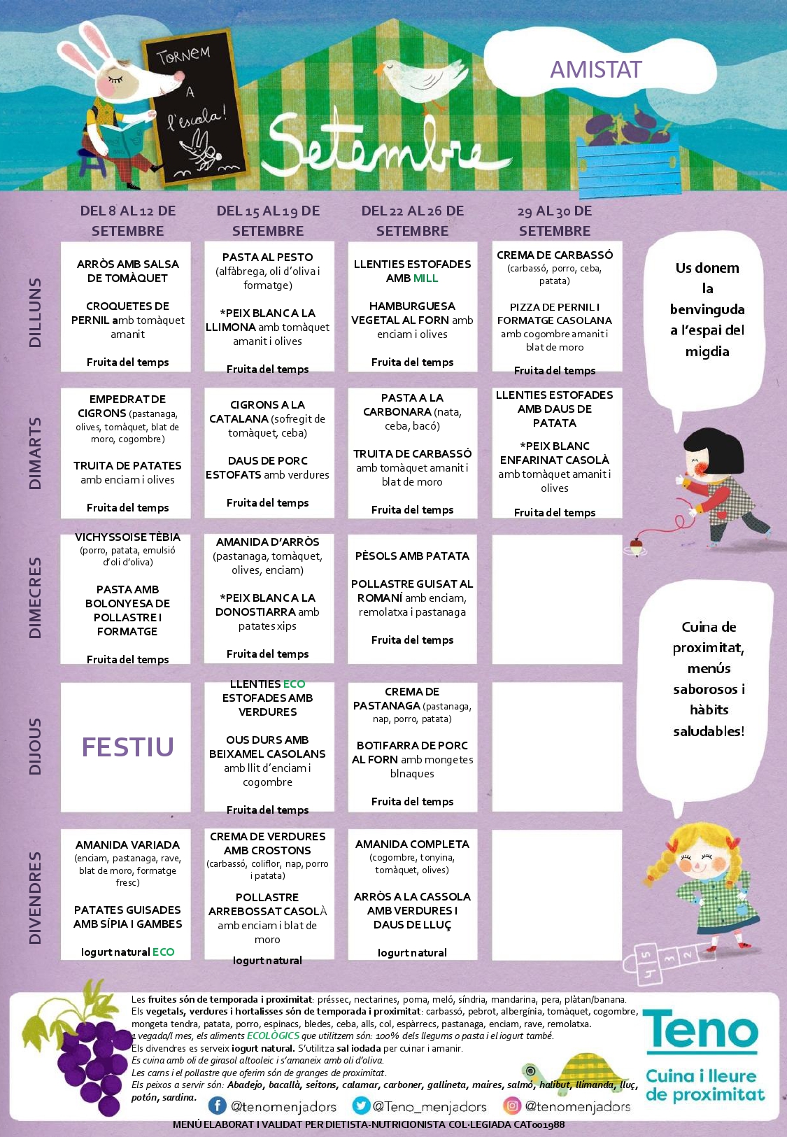 Menú Setembre – Curs 25/26