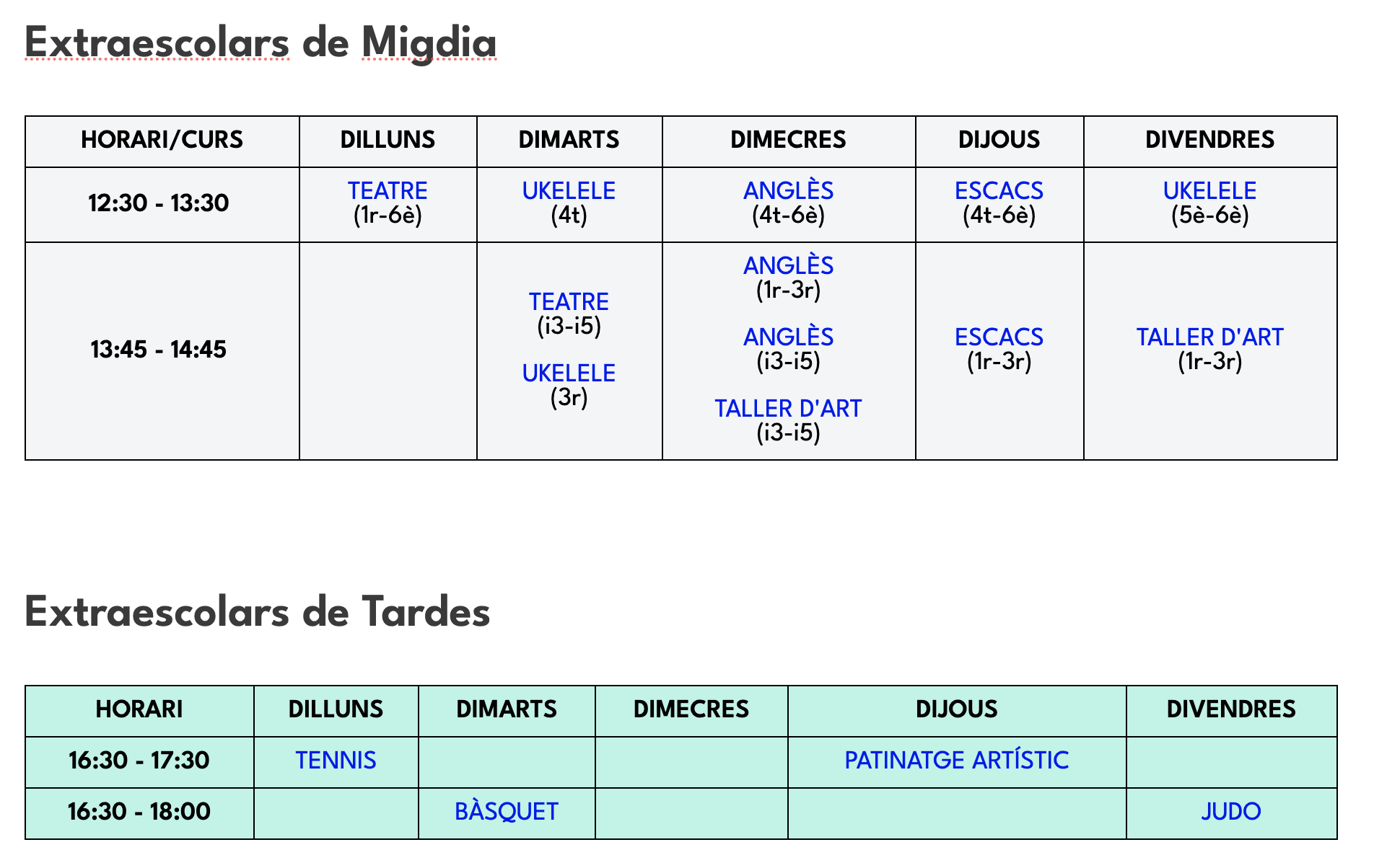 Oferta definitiva d’extraescolars 2025/2026