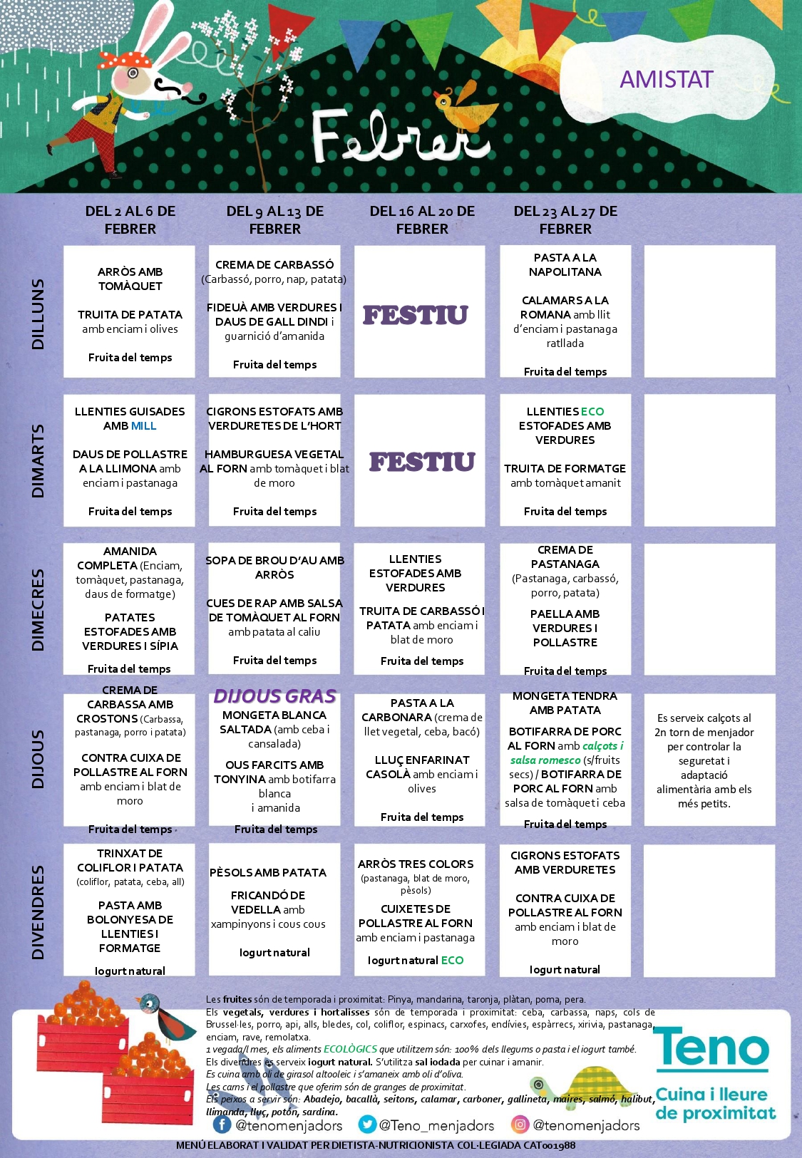 Menú Febrer – Curs 25/26