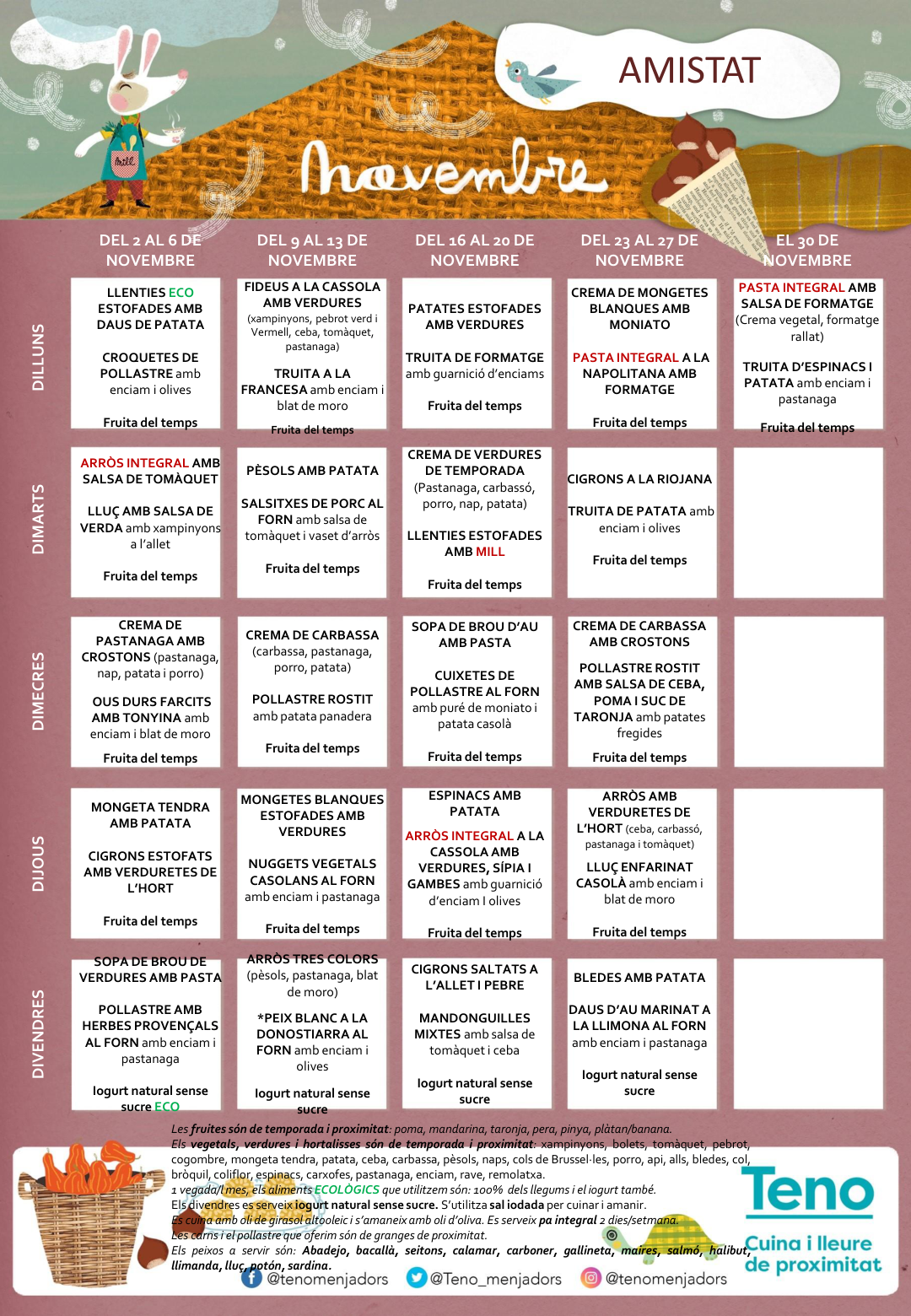 Menú Novembre – Curs 26/27