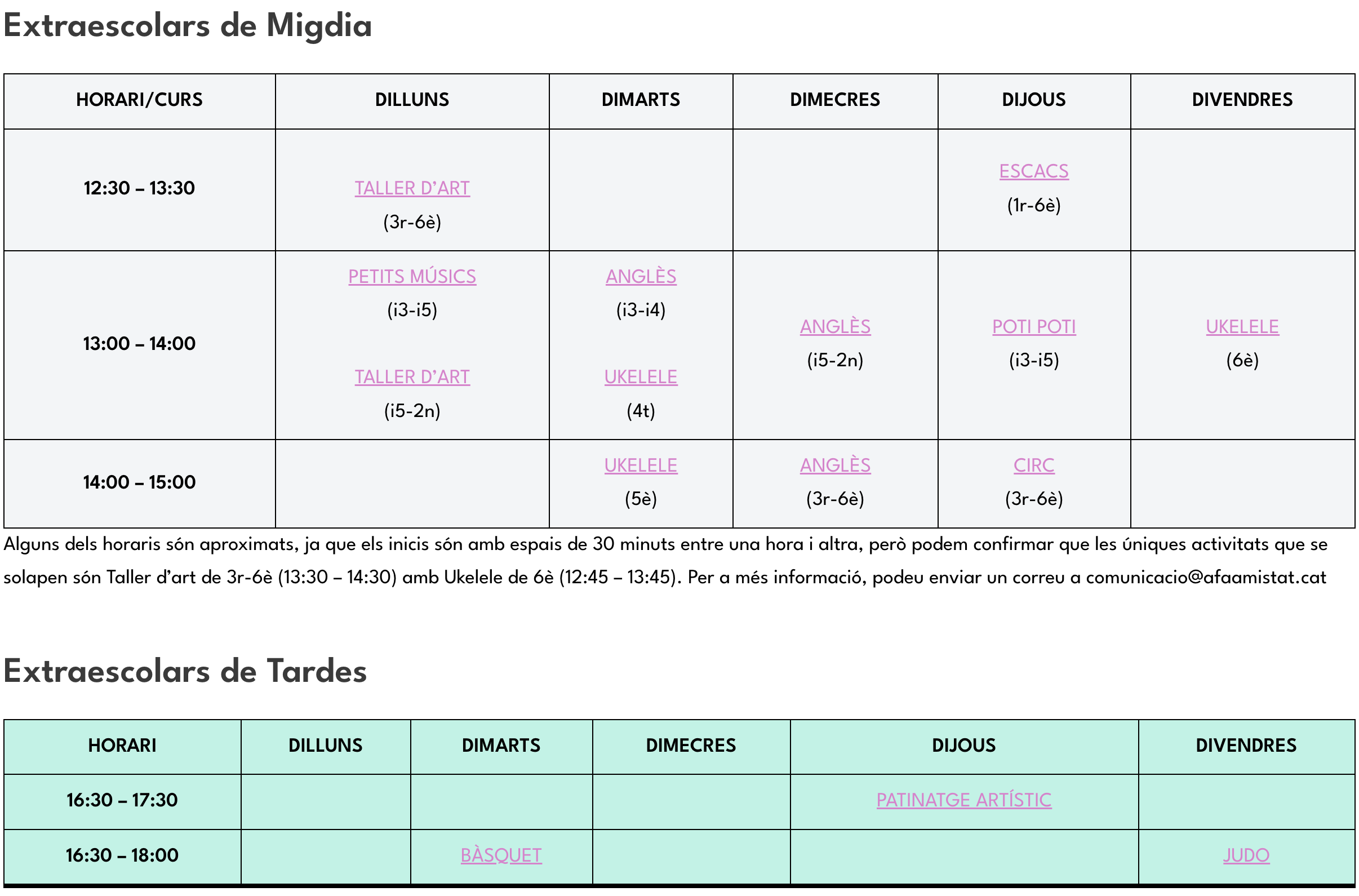 Oferta definitiva d’extraescolars 2026/2027